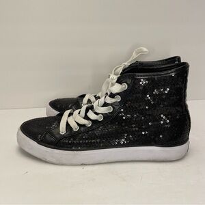 Gotta Flurt Black Sequined High-top Sneakers size 8 sparkly